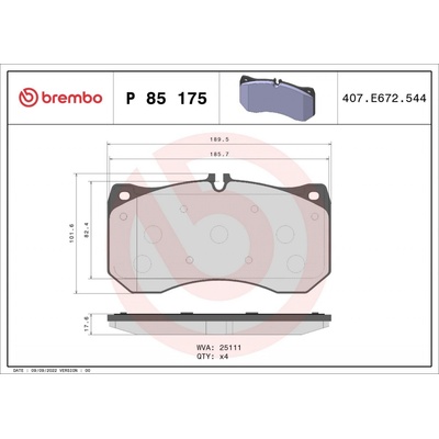 Sada brzdových platničiek kotúčovej brzdy BREMBO P 85 175 P 85 175