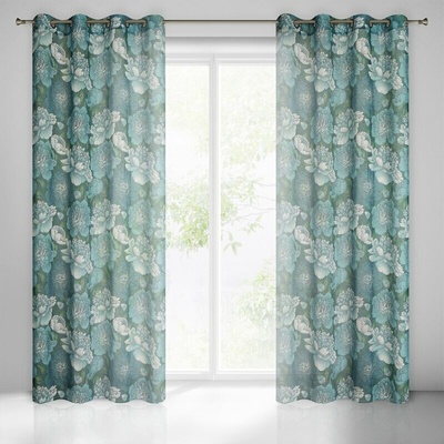 Takoy Záves ASTER z etamínu v eko štýle s kvetinovou potlačou, polopriehľadný 140 x 250 cm-HF-386931 | 140 x 250 cm