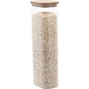 Pebbly Кухненски буркан за съхранение PKV-070, 2.6 л, стъкло / бамбук, Pebbly (PEBB3760132816678)