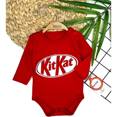Myrat Baby Боди с дълги ръкави Kit-Kat червено