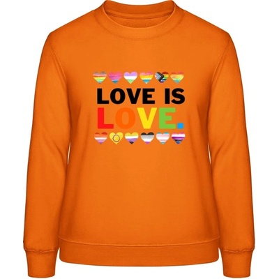 AWDis Sweat mikina Nápis Love is Love Orange Crush