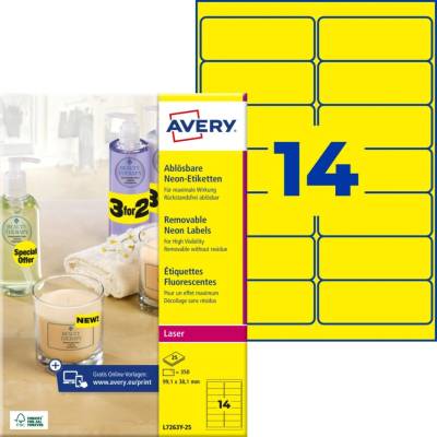 Avery Zweckform L7263Y-25 Neonové etikety 99,1x38,1 mm 350 ks žluté