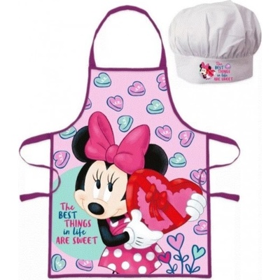 Javoli Dětská zástěra a kuchařská čepice Minnie Mouse ❤ srdce Disney – Zboží Dáma