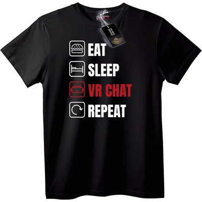 NOONEBRAND Тениска Яж Спи VR Чат Повтори - 2XL, Black