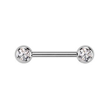Šperky4U piercing do bradavky TITAN čiré zirkony TIT1435-C