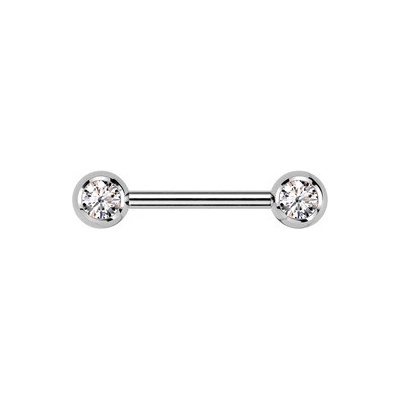Šperky4U piercing do bradavky TITAN čiré zirkony TIT1435-C