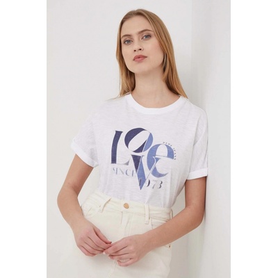 Pepe Jeans Bavlněné tričko PL505825 bílá