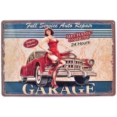 Ceduľa Garage Vintage style 30cm x 20cm Plechová tabuľa