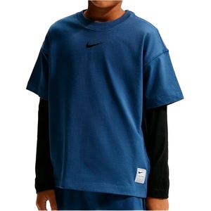 Nike Детска спортна тениска Nike Kid's Pro Dri-FIT Short-Sleeve Training Top Sport shirt - Mystic Navy / Black (704-6167-0214)