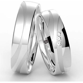 Blink Blink Ozdobné svadobné obrúčky z bieleho zlata s kameňmi 8118 BL