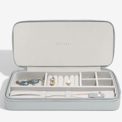 Stackers Elegantní cestovní šperkovnice Sleek Necklace Zipped Travel Jewellery Box šedá 76157