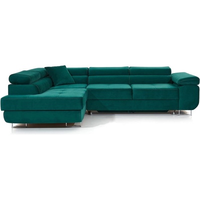 Eltap Зелен кадифен разтегателен ъглов диван с място за съхранение (ляв ъгъл L форма) Anton - ELTAP (An_66)
