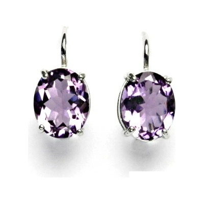 Čištín Zlaté náušnice, zirkon ametyst, bílé i žluté zlato - NK 1242