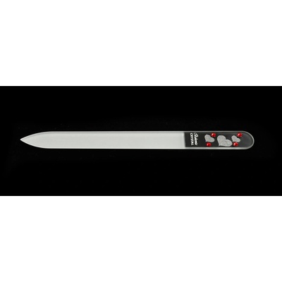 Bohemia Crystal skleněný pilník pískovaný s kamínky 14 cm červená