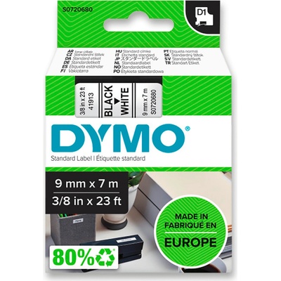 Dymo D1 S0720680 - originální polyesterová páska - 9 mm × 7 m, černo-bílá