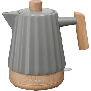 Concept RK0092 - Електрическа кана 1, 5 l 1500W/230V тъмно сива/дървесен декор/керамика (CO0114) Електрически кани