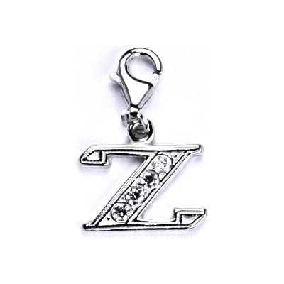 Čištín Stříbrný přívěšek na karabinku se zirkony písmenko Z, P 1106