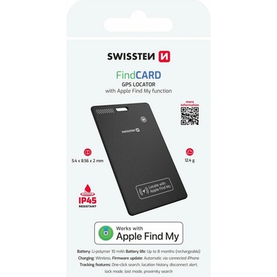 Swissten Find Card s funkciou Apple Find My (20114002) čierny