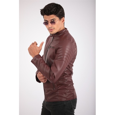 Base Мъжко кожено яке - Бордо 2021083170 (311816_Бордо)