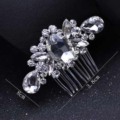 Naishide Jewelry Svatební hřeben do vlasů S KRYSTALY - stříbrná