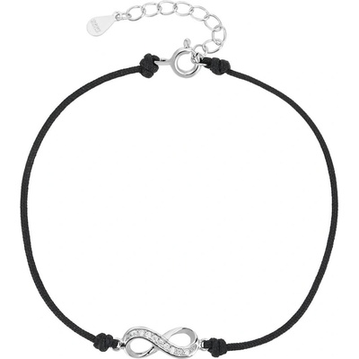 Bealio 13282 stříbrný náramek NEKONEČNO shamballa provázek 17+3 cm 03-13282-2901