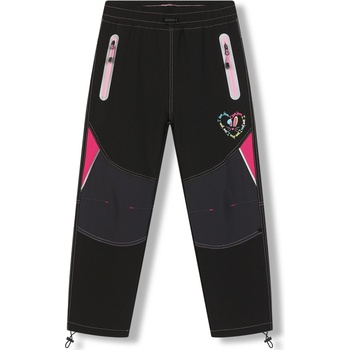 Kugo Dievčenské softshellové nohavice HK7585 čierna ružové zipsy