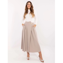 Factory elegantná dámska midi sukňa s ozdobným gombíkom bežová
