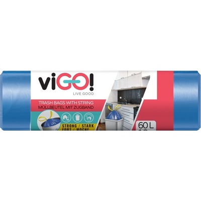 viGO! Торби за отпадъци с връзки viGО! - Standard, 60 l, 10 броя, сини (2218021)