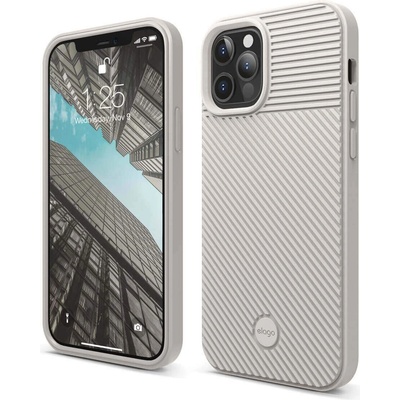 elago Cushion Case - удароустойчив силиконов (TPU) калъф за iPhone 12, iPhone 12 Pro (бежов)