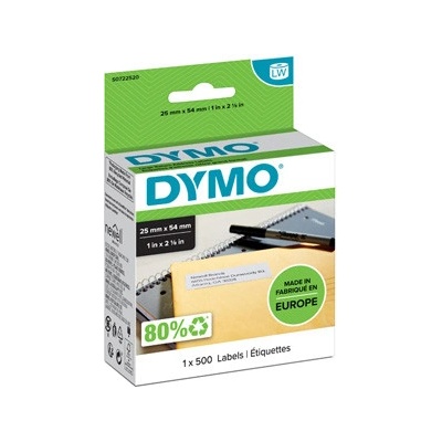Dymo papierové štítky 54mm x 25mm, biele, pre spiatočnú adresu, 500 ks, 11352, S0722520