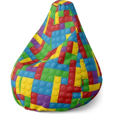 Sablio Sedací vak Pear Barevná stavebnice 70 x 95 x 15 cm