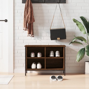 vidaXL Шкаф за обувки, кафяв дъб, 69x35x50 см, инженерно дърво (831837)