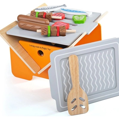 Bigjigs Toys Дървен комплект Bigjigs - Барбекю, с аксесоари (33013_1)