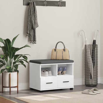 vidaXL Пейка за коридор Бяло 60 x 38 x 46 см ПДЧ и тапицерийна тъкан (891448)