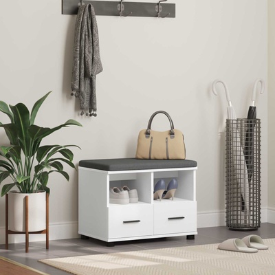 vidaXL Пейка за коридор Бял 60 x 38 x 46 см Композитно дърво и текстил (891448)