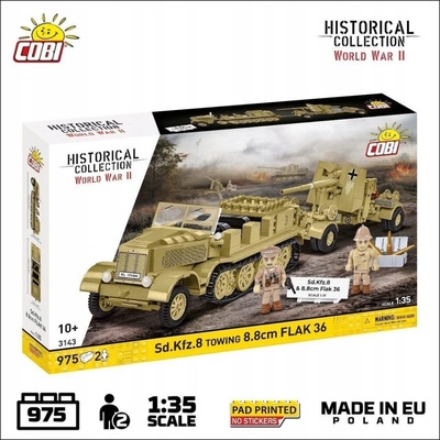COBI 3143 World War II Německé polopásové vozidlo Sd.Kfz. 8 & dělo 8,8 cm FlaK 36 1:35 – Zbozi.Blesk.cz