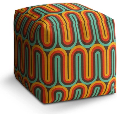 Sablio Taburet Cube Retro vlny: 40x40x40 cm