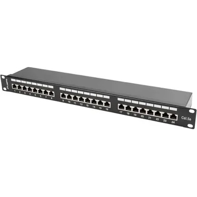 Lanberg Пач панел, Lanberg patch panel 24 port 1U CAT. 5E shielded, black (PPS5-1024-B)