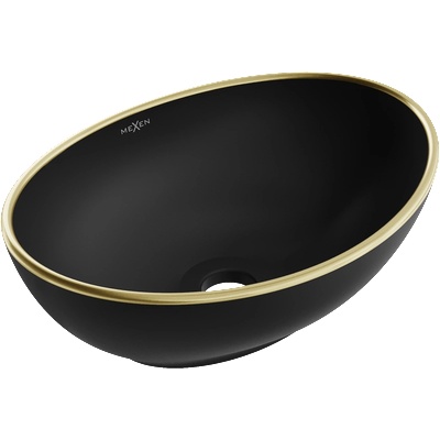 Mexen Elza мивка над плот 40 x 33 см, черен мат/златен ръб - 21014025 (21014025)