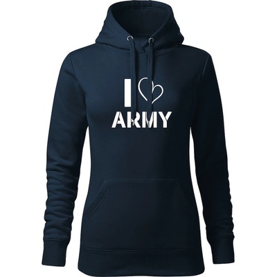 Waragod dámska mikina s kapucňou I love army tmavomodrá