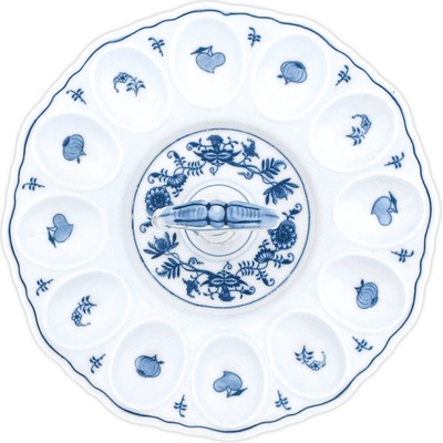Český porcelán Dubí Cibulák podnos párty na vejce s porcelánovým klíčem 24,5 cm Originál