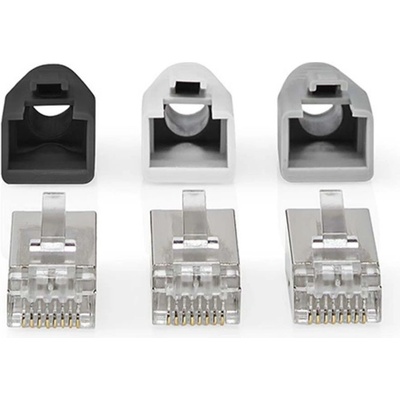 NEDIS RJ45 konektor | RJ45 Pass Through | Pevný/vláknitý kabel FTP CAT6 | Přímý | Pozlacené | 10 ks | PVC | Šedá | Box