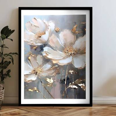 DIW-Print Plagát na stenu s EXTRA efektom - Golden Petals - 40x60 cm