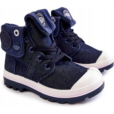 Vysoké dětské tenisky se zavazováním modré