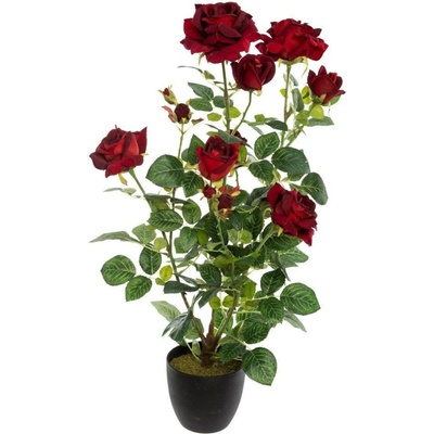 Atmosphera Umělá rostlina v květináči Růže, 74 cm, rudá růžová