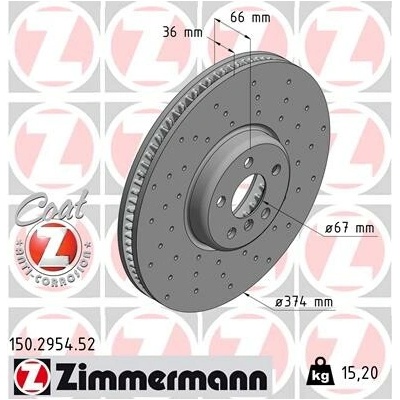 Brzdový kotúč ZIMMERMANN 150.2954.52 (150295452)