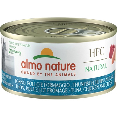 Almo Nature 6х70г HFC Natural Almo Nature, консервирана храна за котки - риба тон, пиле и кашкавал