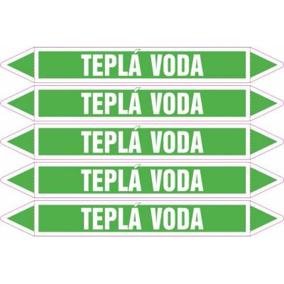 Grafiko | Teplá voda - dle ČSN 13 0072 - Materiál fólie s ochrannou laminací, Rozměr aršík 5ks šipka 212x26mm