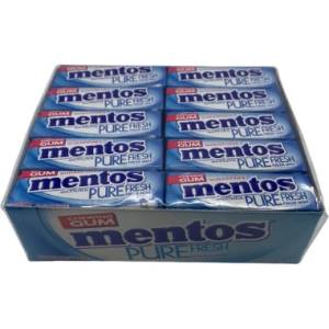 Mentos Pure Fresh дъвка без захар прясна мента с ксилитол картонена кутия 40 x 13, 5 g