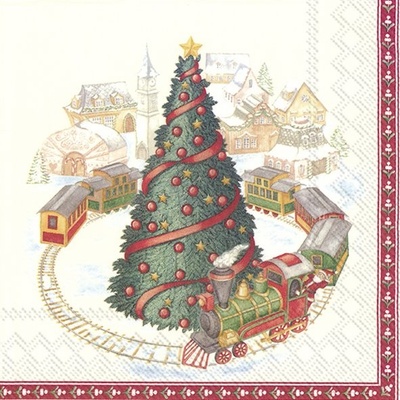 Villeroy & Boch Winter Specials Ubrousky Toy's Christmas Train in Town 33x33cm